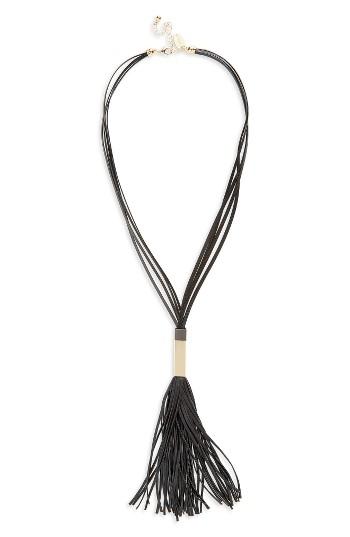Women's Natasha Couture Faux Leather Tassel Y-necklace