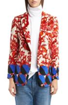 Women's Dries Van Noten Mix Print Velvet Jacket Us / 34 Fr - Red