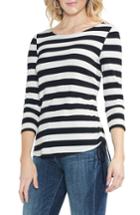 Women's Vince Camuto Stripe Ribbed Side Cinch Tee - Black