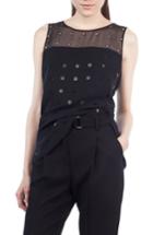 Women's Akris Punto Transparent Cutout Dot Blouse - Black