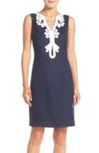 Women's Eliza J Embroidered Neck Sheath Dress - Blue