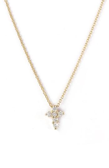 Women's Roberto Coin 'tiny Treasures' Diamond Cross Pendant Necklace