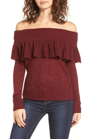 Women's Wayf Sheldon Off The Shoulder Sweater - Red