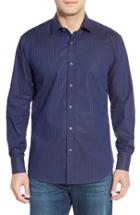 Men's Bugatchi Shaped Fit Check Sport Shirt - Brown