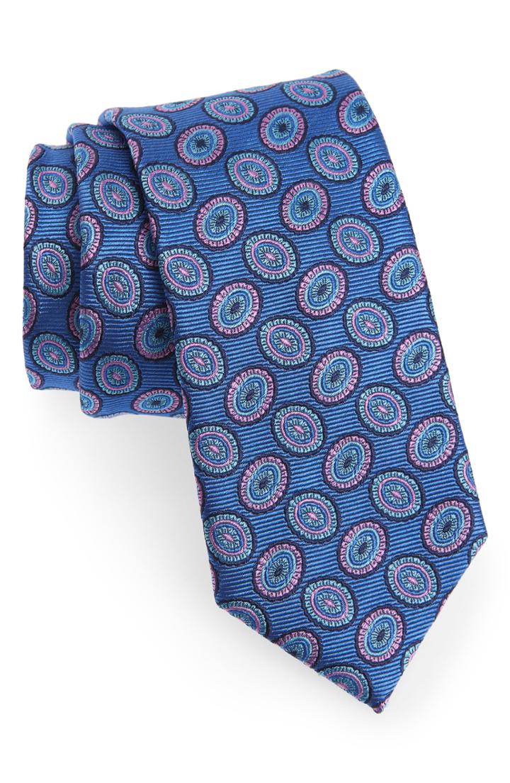 Men's Nordstrom Men's Shop Minton Medallion Silk Tie, Size - Blue