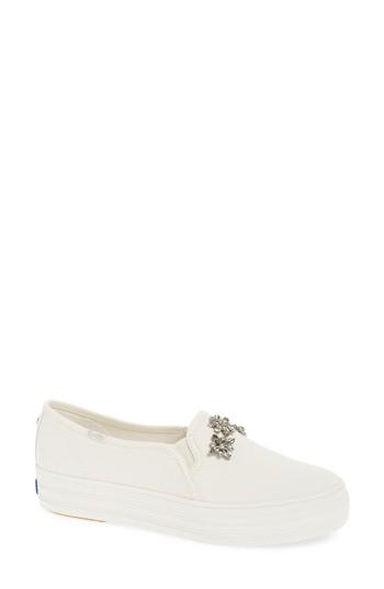 Women's Keds For Kate Spade New York Triple Decker Stones Slip-on Sneaker M - Ivory