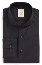 Men's Strong Suit Extra Trim Fit Herringbone Dress Shirt L - Black