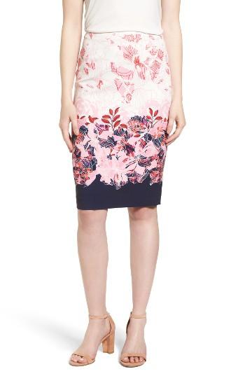 Women's Halogen Floral Print Pencil Skirt - Pink