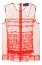 Women's Simone Rocha Teddy Feather Trim Tulle Top Us / 12 Uk - Red