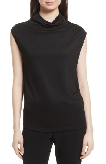 Women's Theory Draped Cowl Neck Stretch Jersey Top, Size - Black