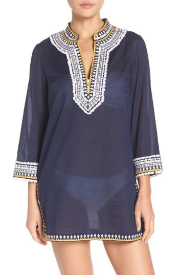 Women's Tory Burch Fringe Cover-up Tunic - Blue