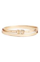 Women's Dries Van Noten Croc Embossed Skinny Belt 0 - Brown
