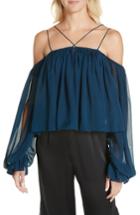 Women's Amur Georgina Cold Shoulder Silk Blouse - Blue