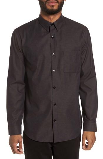 Men's Theory Rammy Trim Fit Sport Shirt, Size - Brown