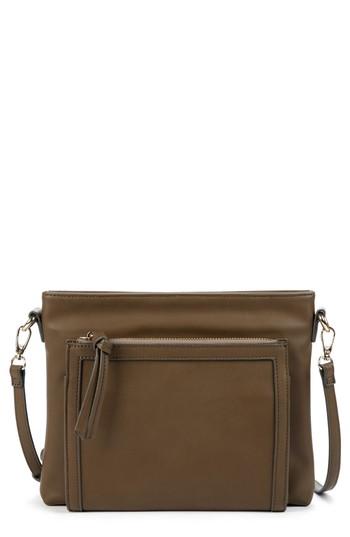 Sole Society Flat Faux Leather Crossbody Bag - Beige