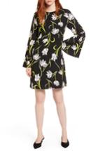 Petite Women's Halogen Bow Back Floral Shift Dress P - Black