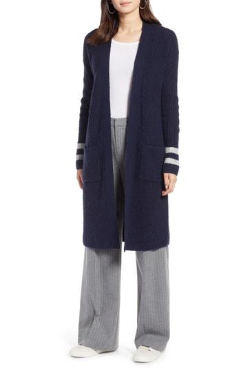 Petite Women's Halogen Long Open Front Cardigan P - Blue