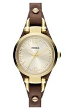 Women's Fossil 'small Georgia' Leather Strap Watch, 26mm