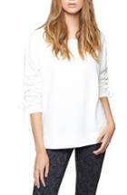 Petite Women's Sanctuary Camden Ruched Sweatshirt, Size P - Ivory