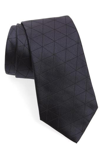 Men's Emporio Armani Geometric Silk Tie, Size - Grey