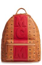 Men's Mcm Stark Stripe Faux Leather Backpack - Brown