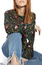 Women's Topshop Ruffle Neck Floral Top