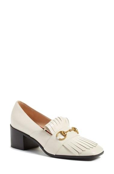 Women's Gucci 'polly' Block Heel Pump Us / 38eu - White