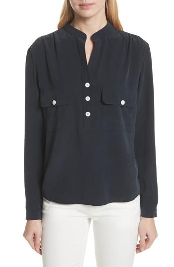 Women's Vince Utility Silk Blouse - Blue