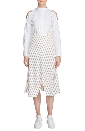 Women's Maje Rabano Stripe Midi Jumper - White