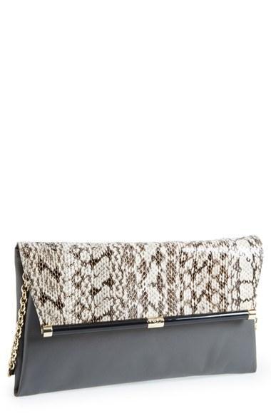 Diane Von Furstenberg 'large 440' Snakeskin Envelope Clutch Natural Roccia/