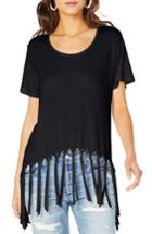 Women's Michael Stars Brixton Fringe Top, Size - Black