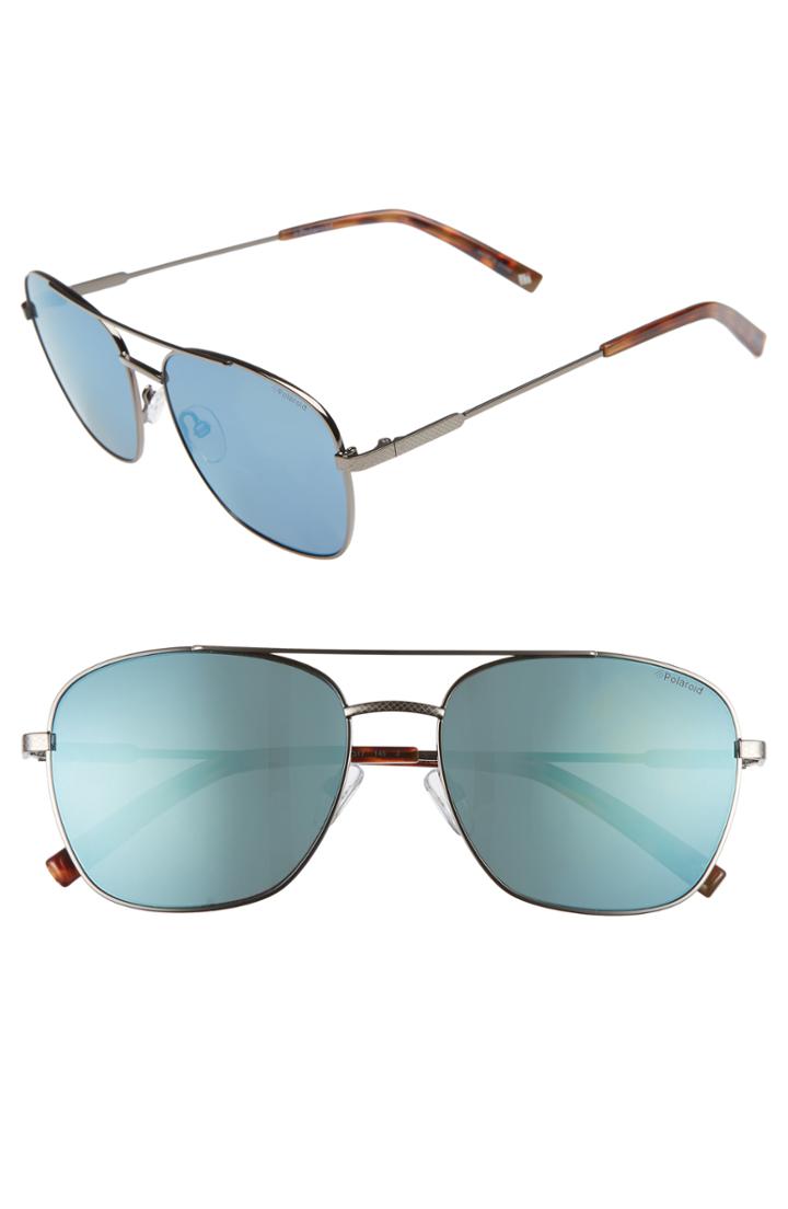 Women's Polaroid 58mm Polarized Navigator Sunglasses - Ruthenium