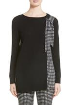 Women's St. John Collection Asymmetrical Jersey Knit Sweater, Size - Black