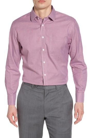 Men's Nordstrom Men's Shop Smartcare(tm) Trim Fit Mini Check Dress Shirt .5 32/33 - Purple