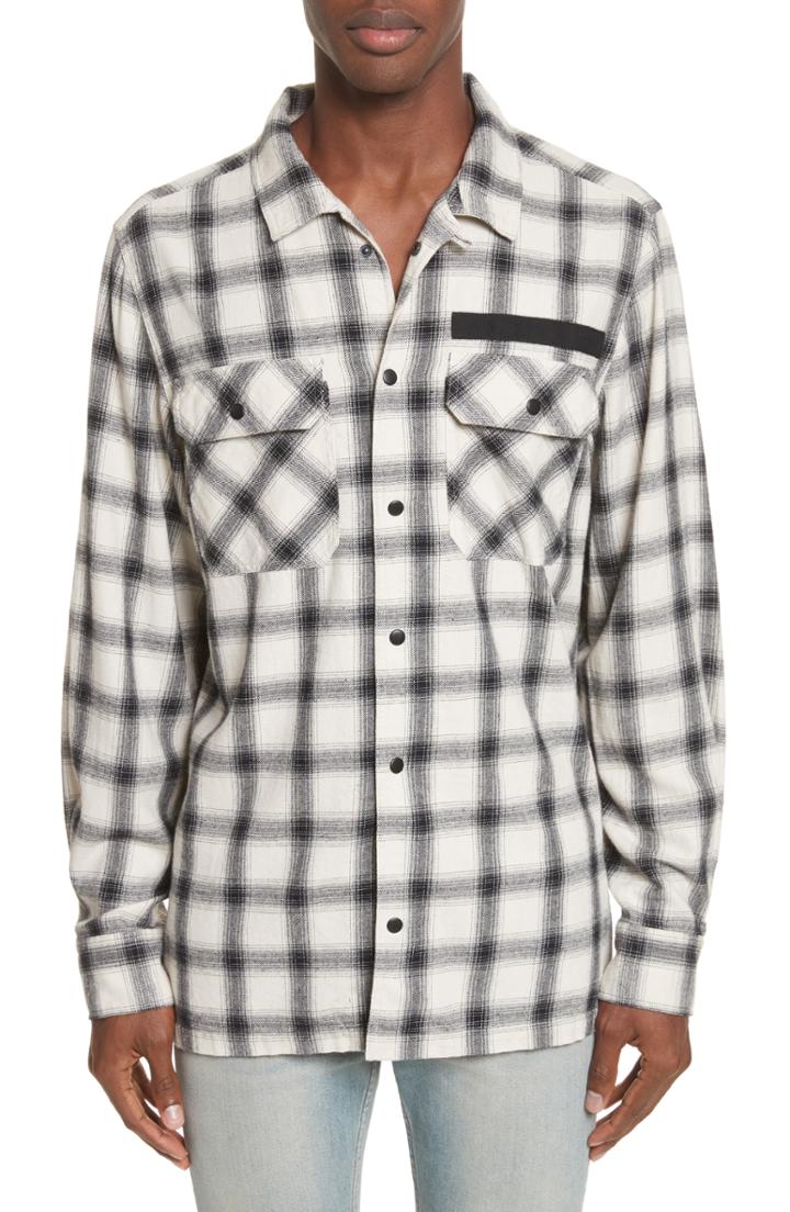 Men's Ovadia & Sons Oversize Plaid Military Shirt, Size - White