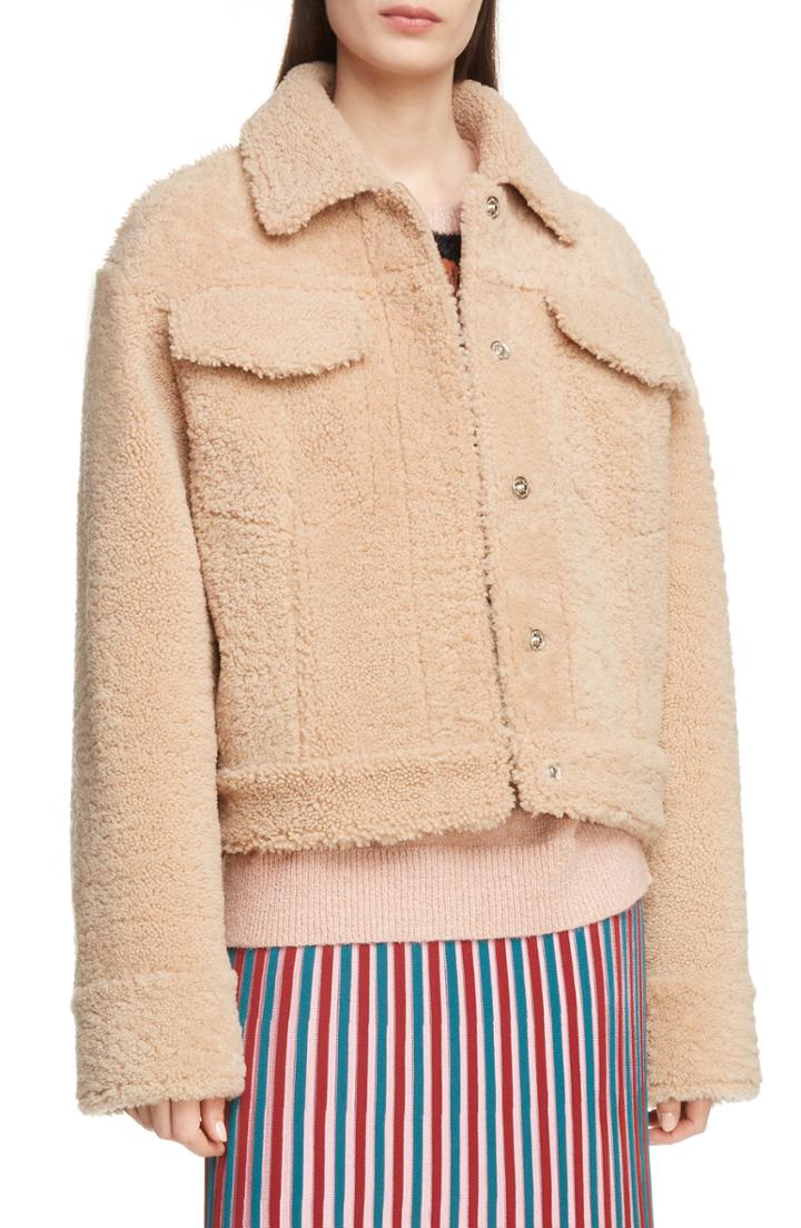 Women's Kenzo Reversible Genuine Shearling Trucker Jacket