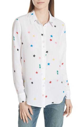 Women's Equipment Essential Star Print Silk Shirt - White