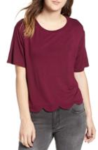 Women's Socialite Scallop Hem Tee - Burgundy