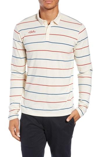 Men's Hurley Channels Striped Long Sleeve Polo - Beige