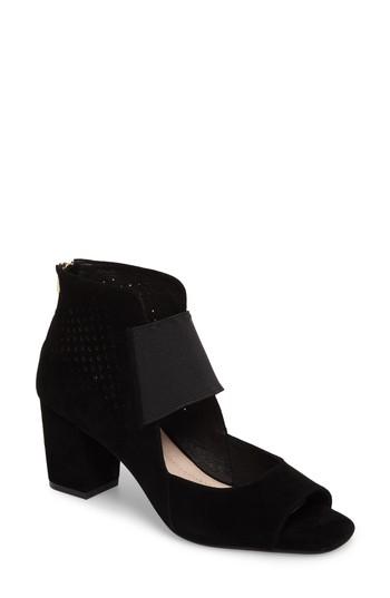 Women's Sudini Nicola Laser Cut Open Toe Pump .5 W - Black
