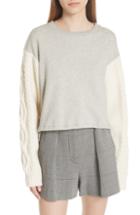Women's 3.1 Phillip Lim Cable Knit Sleeve Sweatshirt - Grey