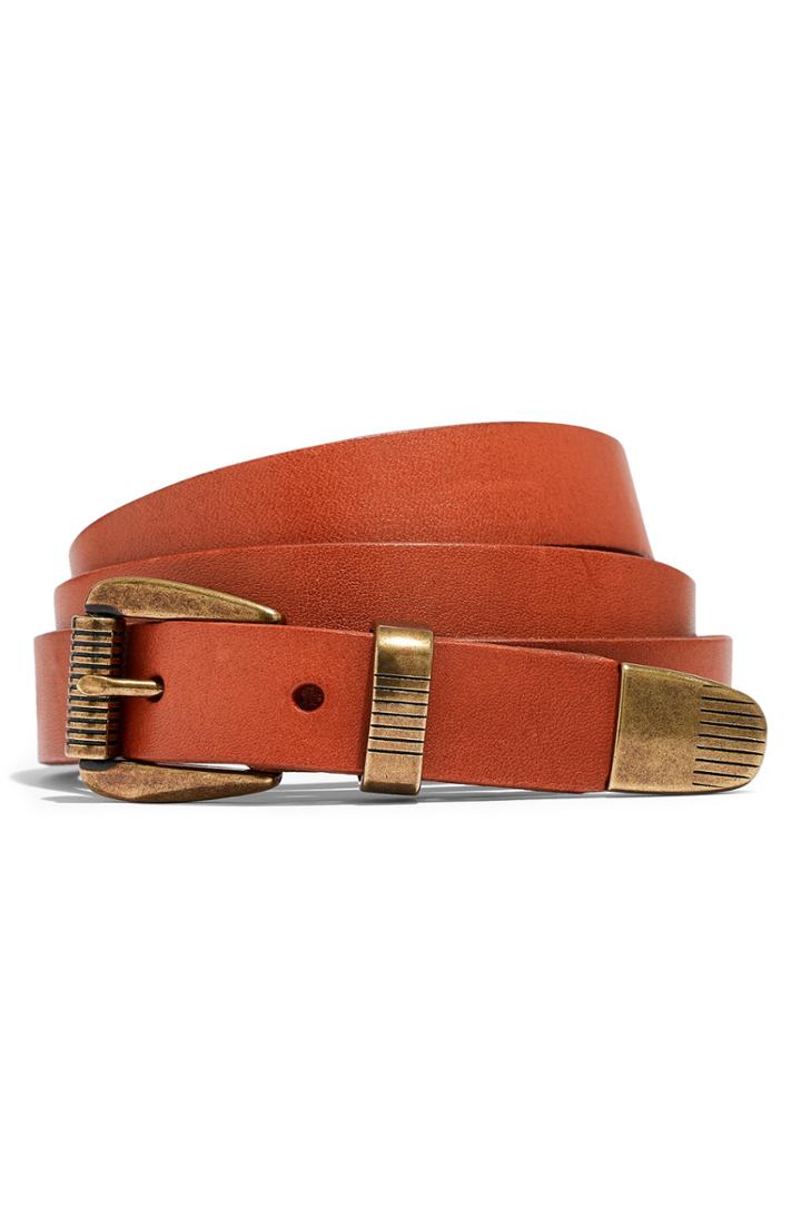 Women's Madewell Leather Three-piece Belt - Desert Camel