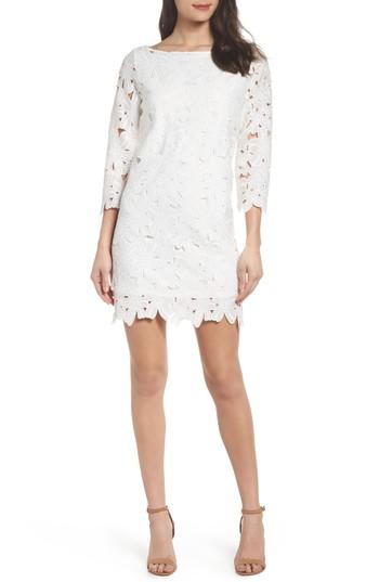 Petite Women's Felicity & Coco Belza Floral Lace Shift Dress P - White