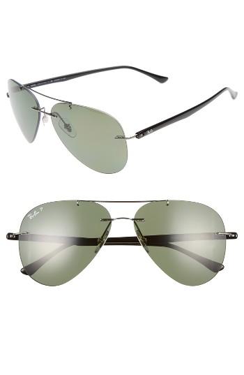 Men's Ray-ban 59mm Polarized Aviator Sunglasses - Gunmetal/ Green