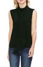 Women's Vince Camuto Fringed Tie Neck Sleeveless Top, Size - Black