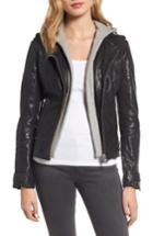 Women's Lamarque Hooded Leather Biker Jacket - Black