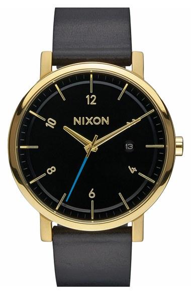 Men's Nixon 'rollo' Leather Strap Watch, 42mm