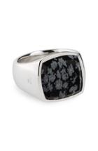 Women's Tom Wood Snowflake Obsidian Cushion Signet Ring