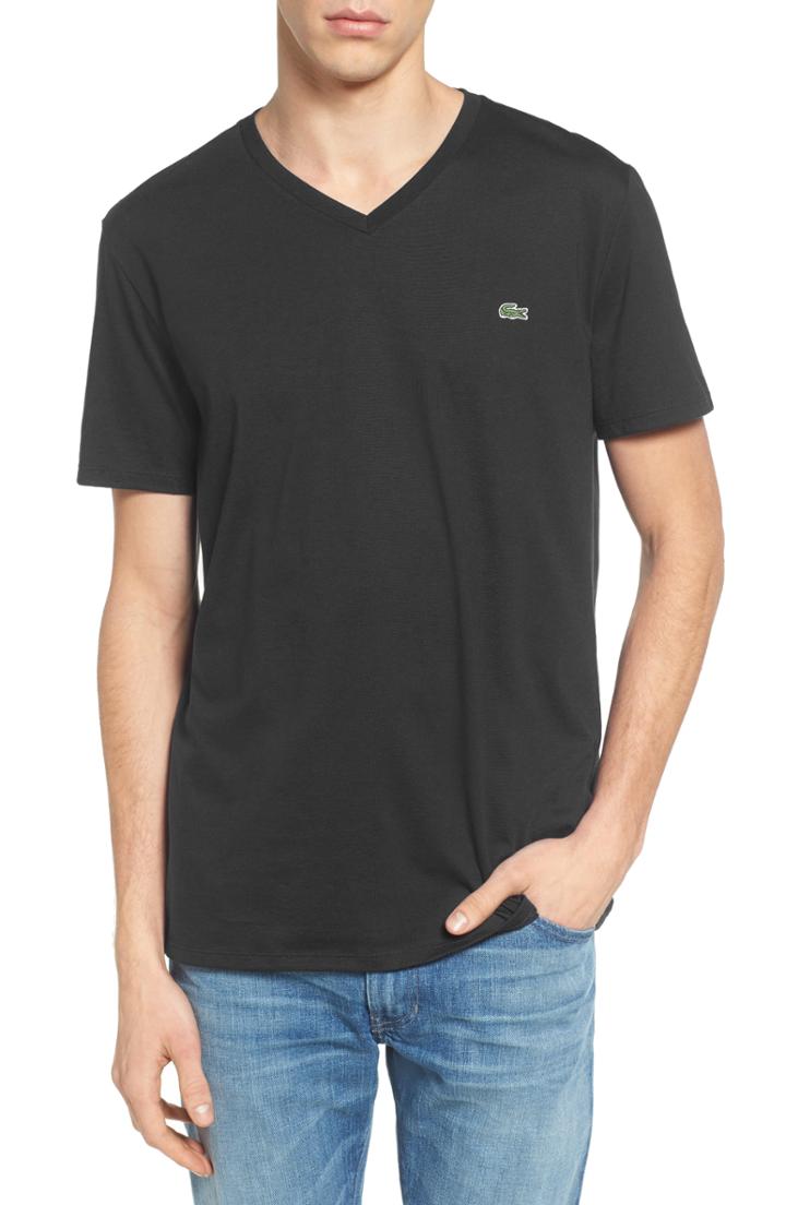 Men's Lacoste V-neck T-shirt (xs) - Black