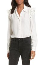 Women's Frame Silk Ruffle Sleeve Blouse - White